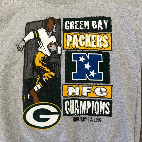 Starter Green Bay Packers NFC Champions Sweatshirt Men's Large Vintage 1997 - Picture 3 of 9